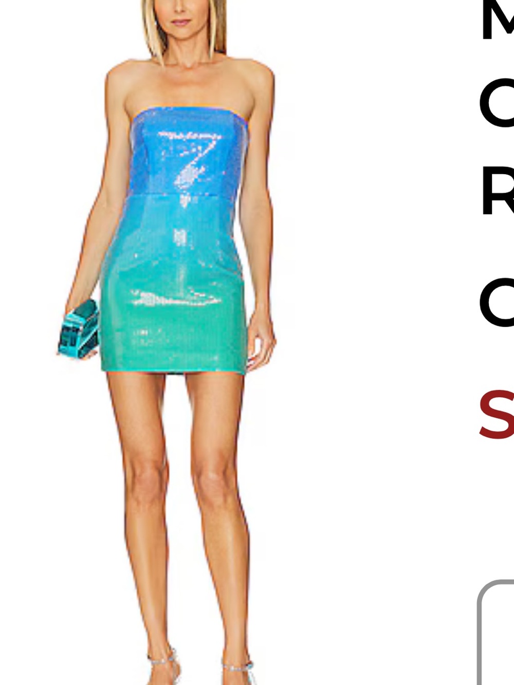 runaway the label Strapless Sequin Mini Dress in Teal Blue - us4
